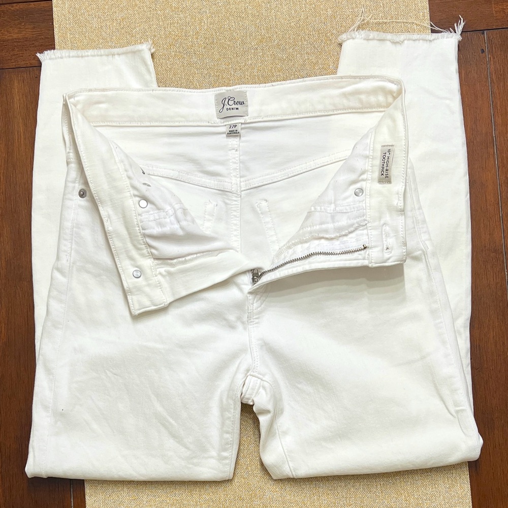 ❤️J. Crew High Rise Toothpick Women's white Straight Leg Jeans